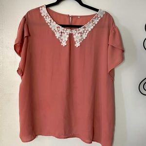 SHEIN floral collar top